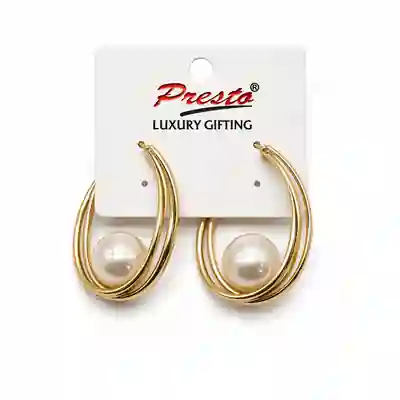 Graceful Pearl Hoop Gold-Tone Statement Earrings